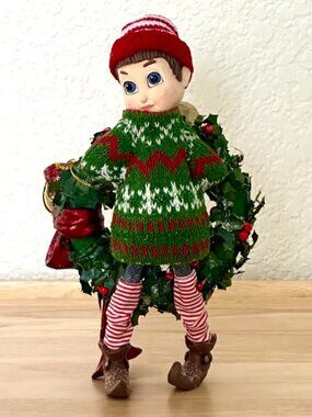 Grandin Road Louie Elf Fa La La Christmas Figure